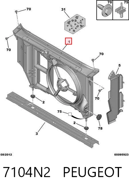 Soporte de radiador  Peugeot 206 SW