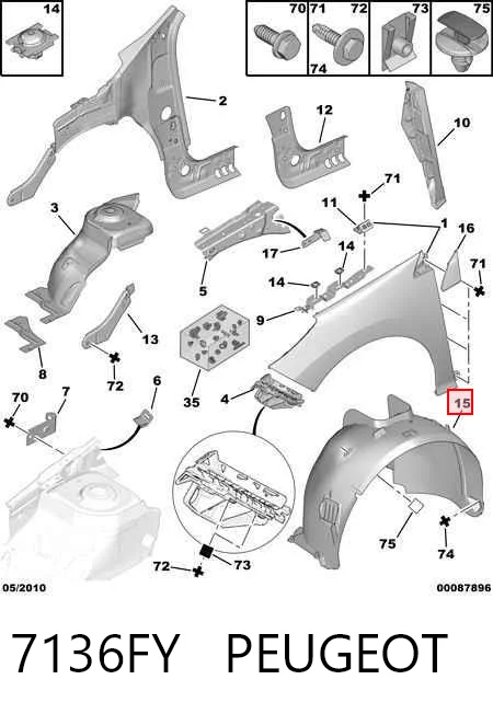 Paso rueda delantero derecho para Peugeot 308 I 4A, 4C
