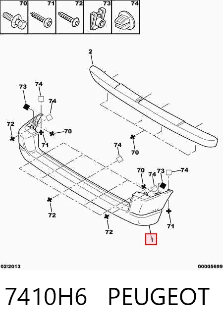 Precio del repuesto Paragolpes trasero Partner I monovolumen