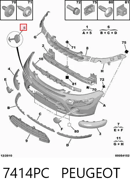 Cobertura de parachoques, enganche de remolque, delantera  Citroen C3 I (2002-2009)