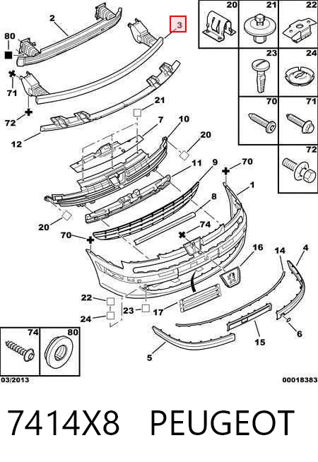 Refuerzo parachoque delantero Citroen C8 (2002-2008)