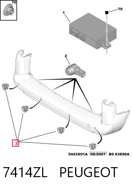 7414ZL Peugeot/Citroen Juego de soportes para sensor de estacionamiento trasero