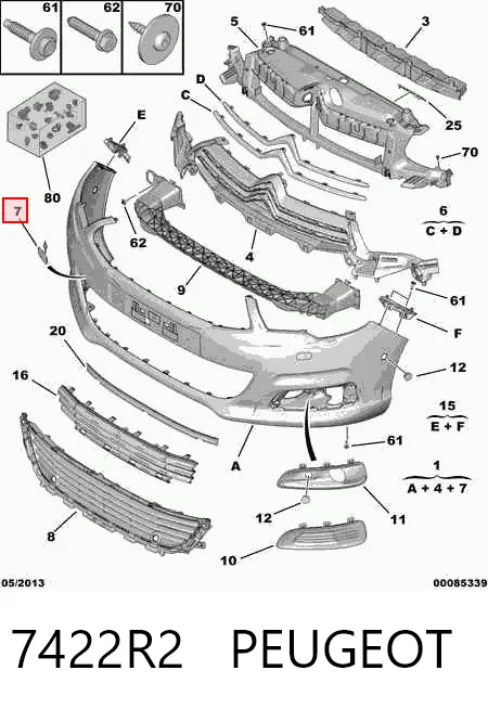 Tapa del enganche de remolcado delantera para Citroen C4 B7