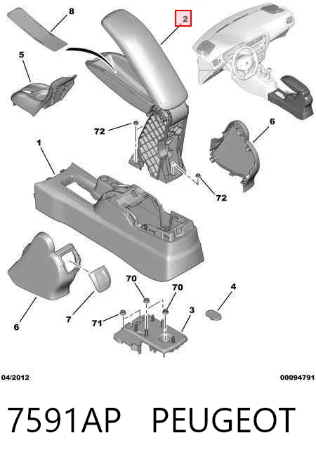 Comprar Apoyabrazos de la consola central Citroen C3 II A51 a bajo precio
