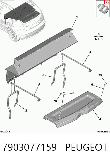 Clip de estante del habitáculo 7903077159 General Motors