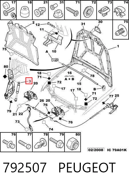 Muelle neumático de capó de motor Peugeot 406  coupé comprar en España