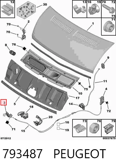 Cerradura de Capot para Citroen Jumper  250