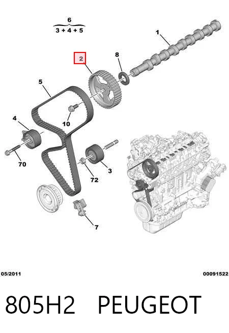 Comprar Piñón del árbol de levas Citroen C3 Picasso SH
