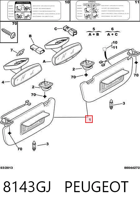 Comprar Visera parasol Peugeot 406  8B a bajo precio