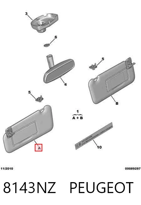Comprar Visera parasol Peugeot 407  6E a bajo precio