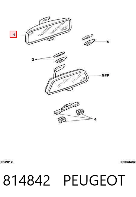814842 Peugeot/Citroen Espejo retrovisor interior