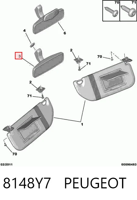 8148Y7 Peugeot/Citroen Espejo retrovisor interior
