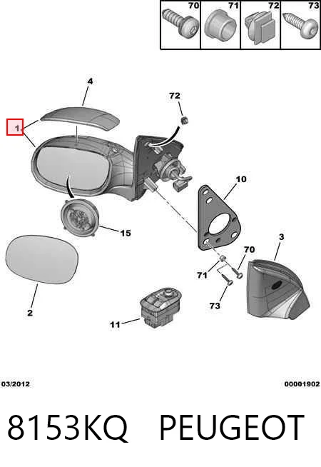 Comprar Espejo de retrovisor izquierdo Peugeot 206 + 2L, 2M