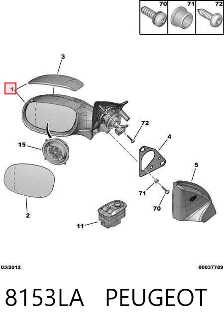 Retrovisor izquierdo Peugeot 206  (2D)