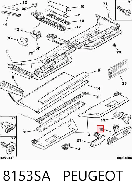 Espejo retrovisor interior Citroen C4  (2006-2013)