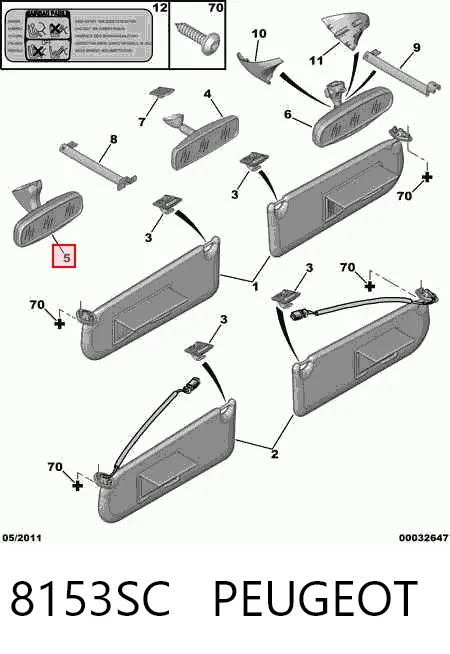 Espejo retrovisor interior Citroen C8  (2002-2008)