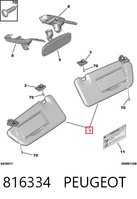 Comprar Visera parasol Peugeot 3008  0U a bajo precio
