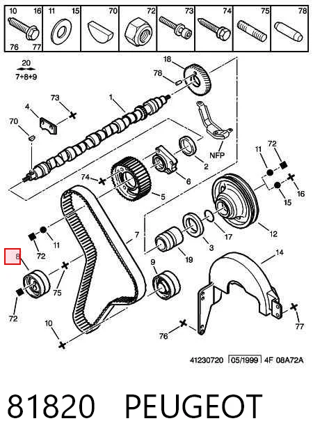 81820 Peugeot/Citroen Rodillo de cadena