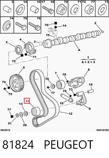 Rodillo tensor de la correa de distribución 81824 PEUGEOT