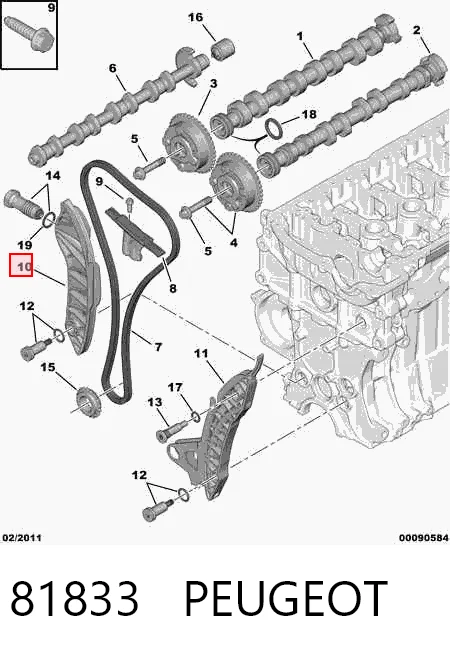 Guía derecha de cadena de distribución Peugeot 207 hatchback (WA, WC) (2006 - 2015) precio, desde 18,98 EUR
