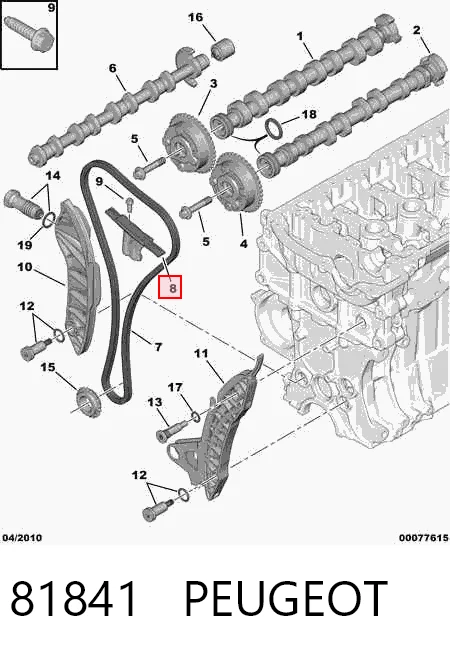 81841 Peugeot/Citroen Tensor superior de cadena de distribución