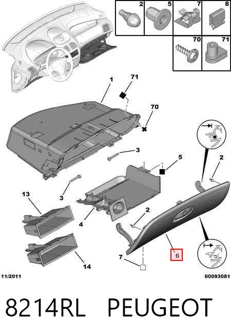 Tapa guantera para Peugeot 206 2A/C