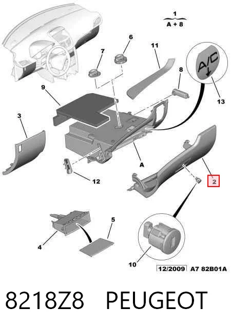 Comprar Tapa de la guantera Peugeot 207  WA, WC a bajo precio