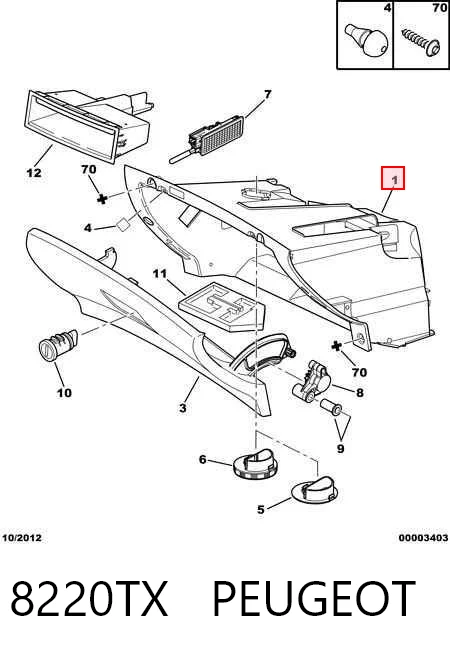 Comprar Guantera Peugeot 307  3A, 3C a bajo precio