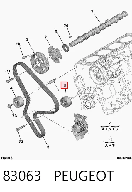 83063 Peugeot/Citroen Polea tensora intermedio de correa dentada