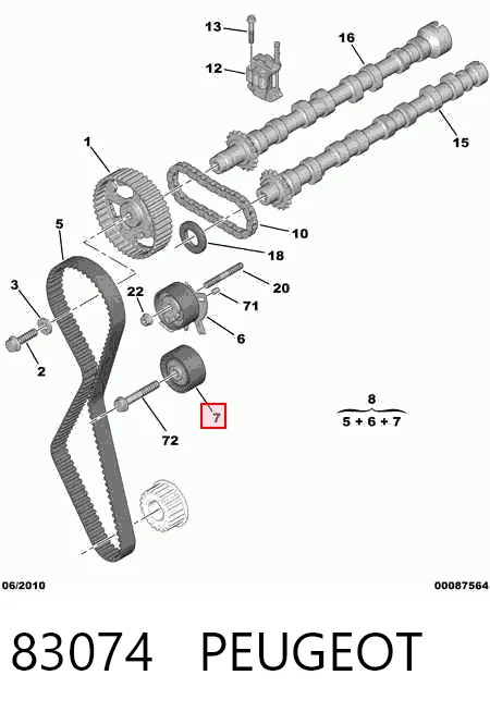 83074 Peugeot/Citroen Polea tensora intermedio de correa dentada
