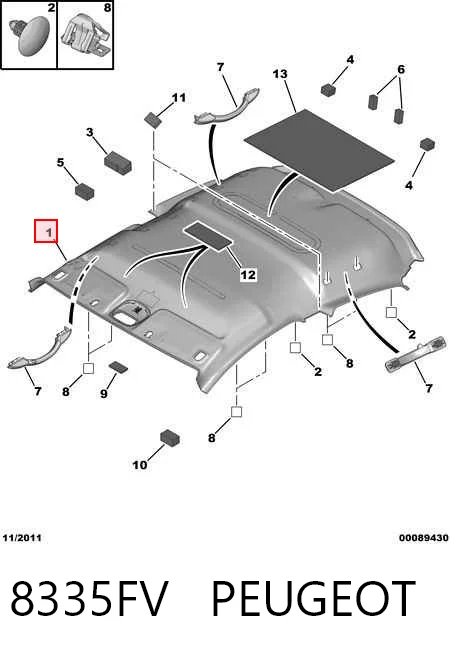 Comprar Guarnecido de techo Peugeot 207  WA, WC a bajo precio