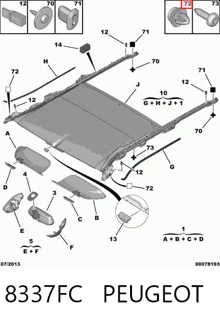 Clip de tapicería de la tapa del maletero para Citroen C4 II B7