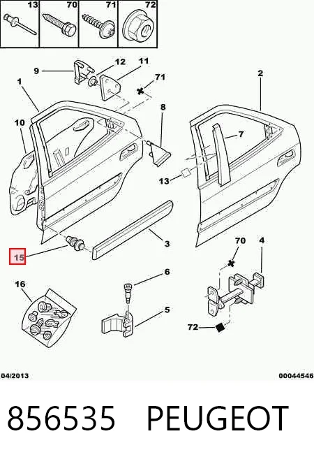 856535 Peugeot/Citroen Clip de sujeción de moldura de estribo