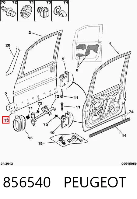 856540 Peugeot/Citroen Clip de fijación de moldura de puerta