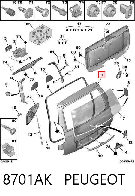 Puerta de maletero Peugeot 807  monovolumen comprar en España
