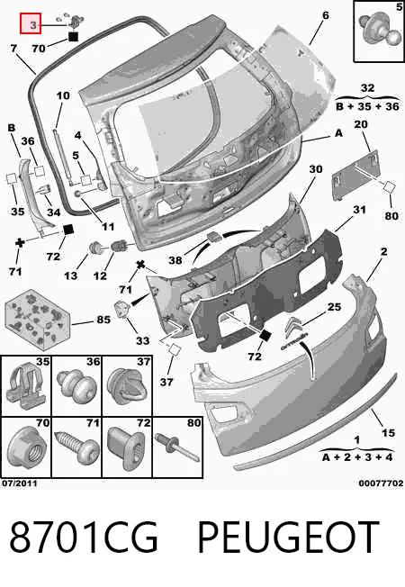 Comprar Puerta trasera del maletero (portón trasero) Citroen C3 II A51 a bajo precio