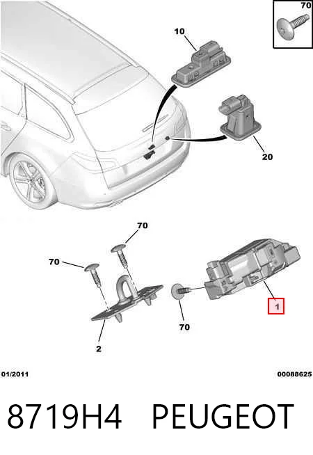8719H4 Peugeot/Citroen Cierre del maletero