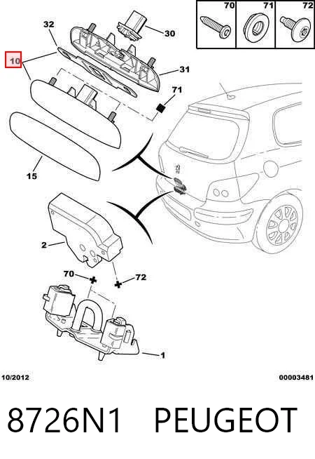8726N1 Peugeot/Citroen Tirador de maletero exterior