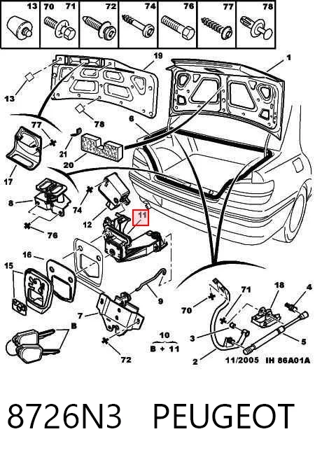 Comprar Cerradura de tapa de maletero Peugeot 406  8B a bajo precio