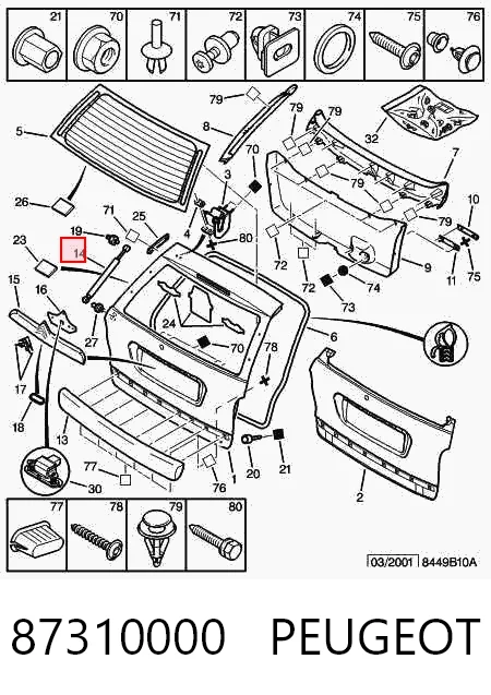 Precio del repuesto Muelle neumatico maletero Xsara  familiar