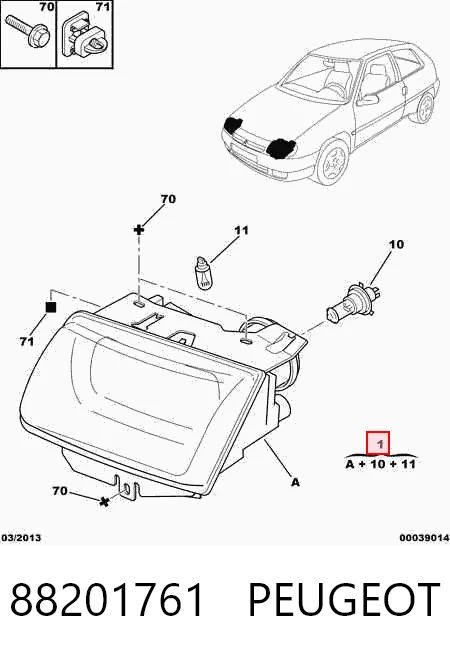 Luz derecha para Citroen Saxo  S0, S1