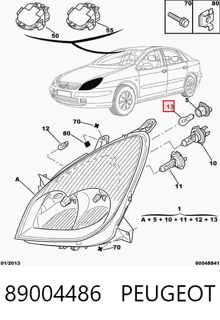 Luz derecha para Citroen C5 I DE