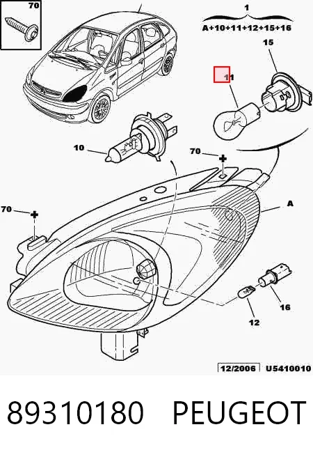 Luz derecha para Citroen Xsara Picasso N68
