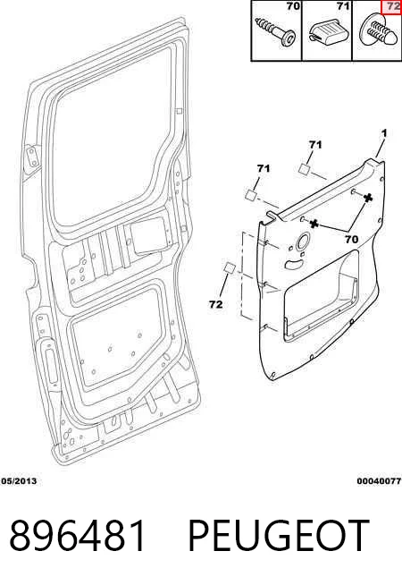896481 Peugeot/Citroen Clips de fijación para panel de puerta