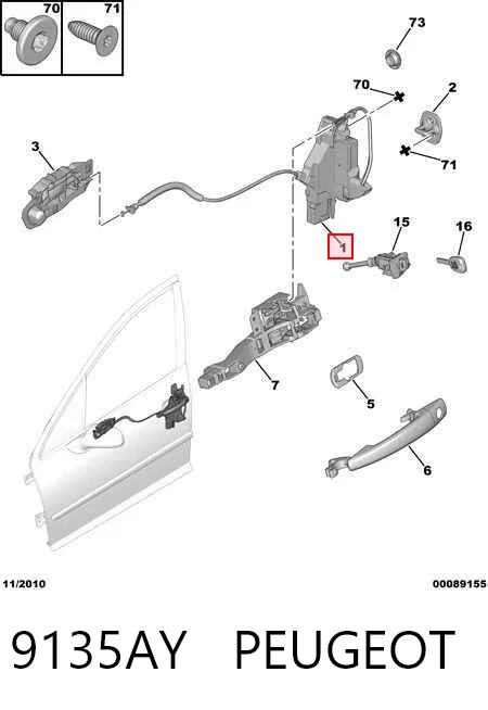 Cerradura de puerta para Peugeot 407 SW 6E