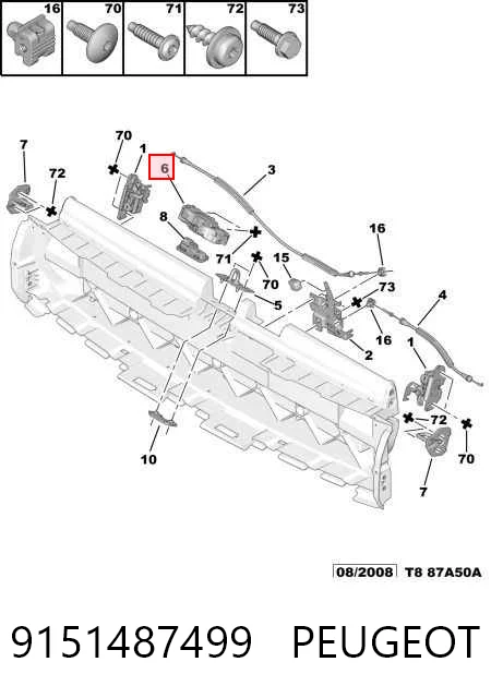9151487499 Peugeot/Citroen Cierre del maletero