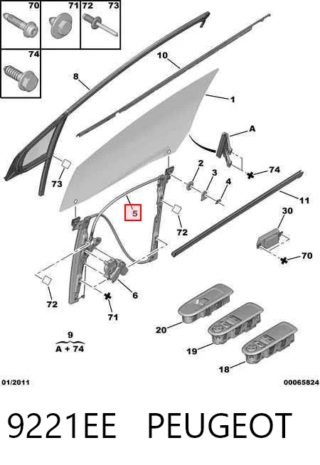 Mecanismo de elevalunas de la puerta delantera izquierda 9221EE PEUGEOT