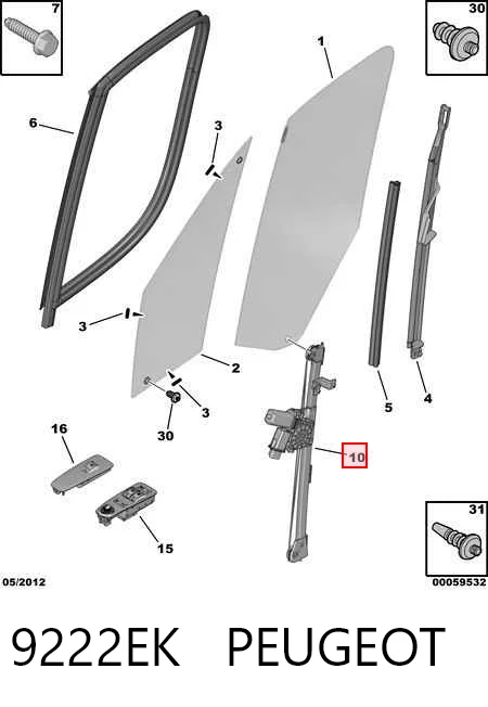 Mecanismo levanta, puerta delantera derecha Citroen Jumper (2002-2006)