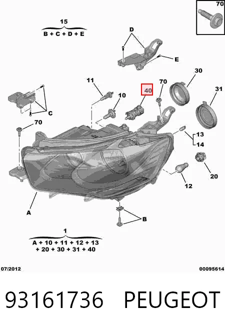 Elemento de regulación del alcance de faros para Renault Laguna II (BG0, BG1)
