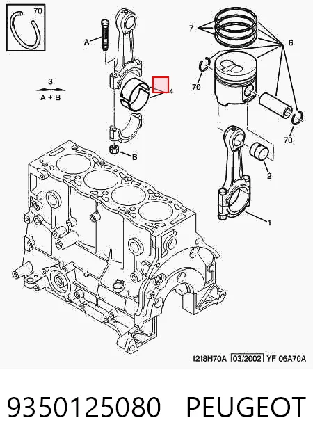 Juego de cojinetes de biela, estándar (STD) 9350125080 PEUGEOT